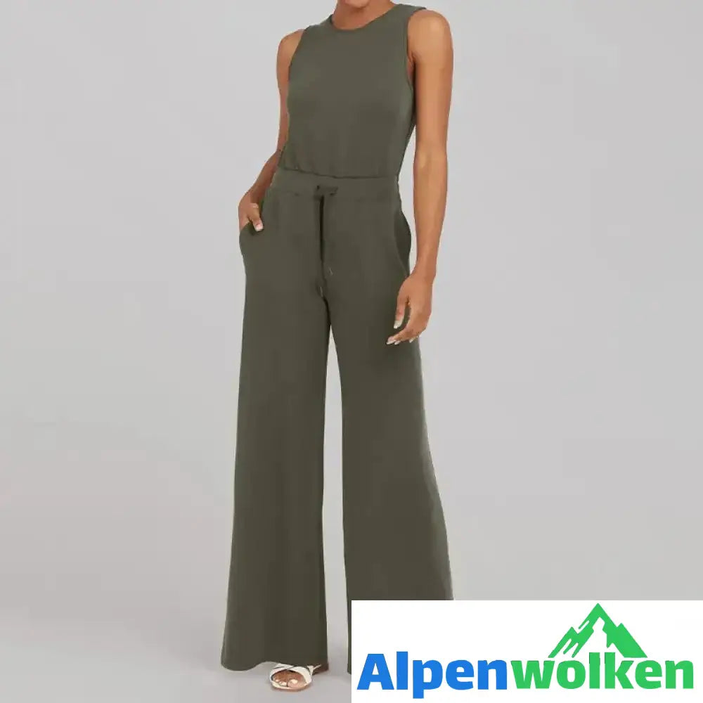 Alpenwolken - Ärmelloser einfarbiger Overall | festival outfit Schwarze-Palme