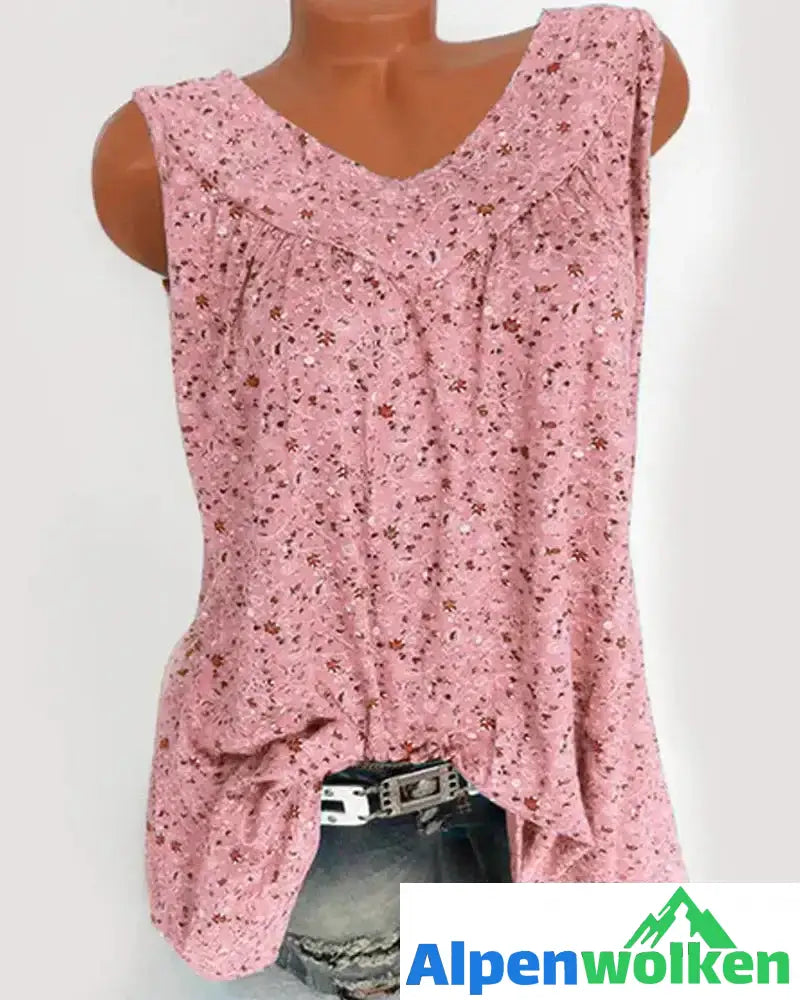 Alpenwolken - Ärmelloses Tanktop mit Blumendruck Rosa