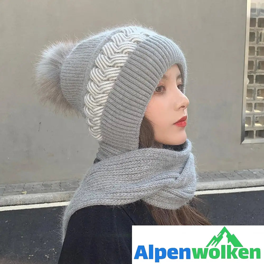 Alpenwolken - All-Match süßer gestrickter dicker Hutschal