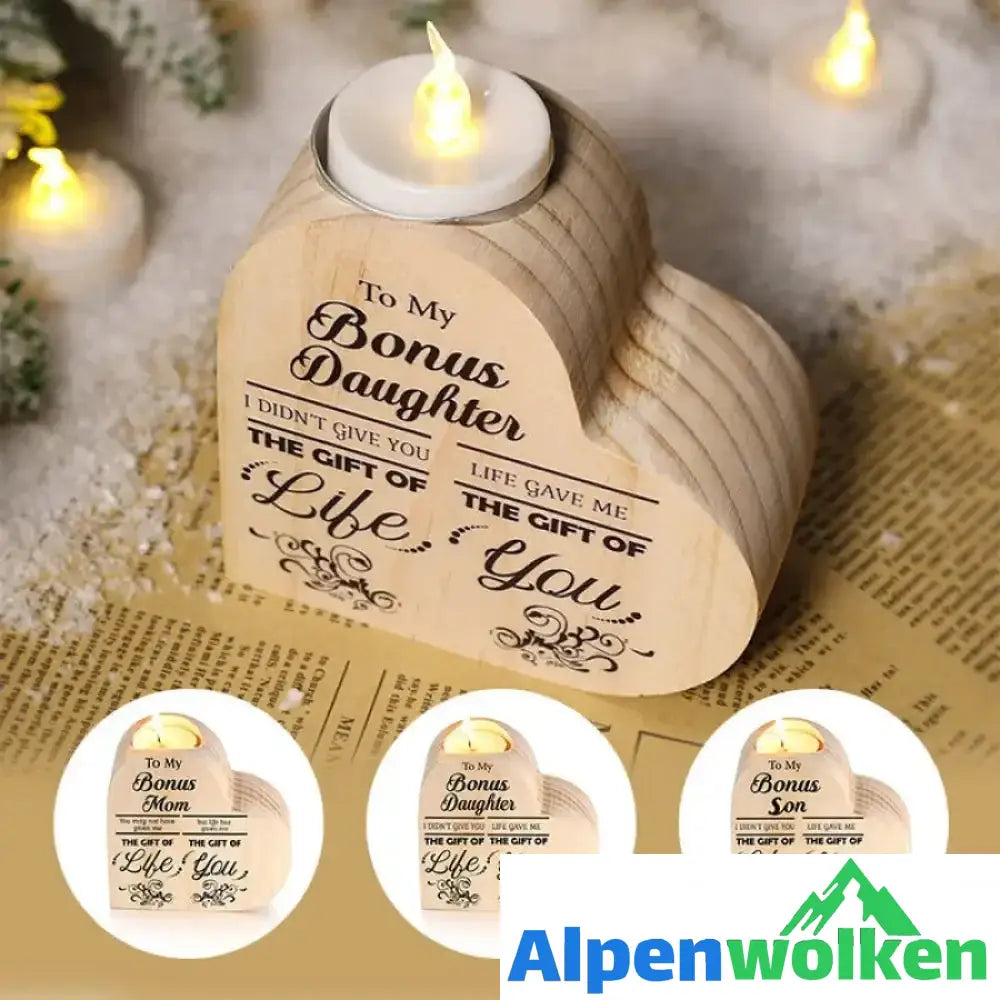 Alpenwolken - An meine Tochter/Sohn Kerzenhalter aus Holz, Hand-Schütteln Herzkerzenhalter