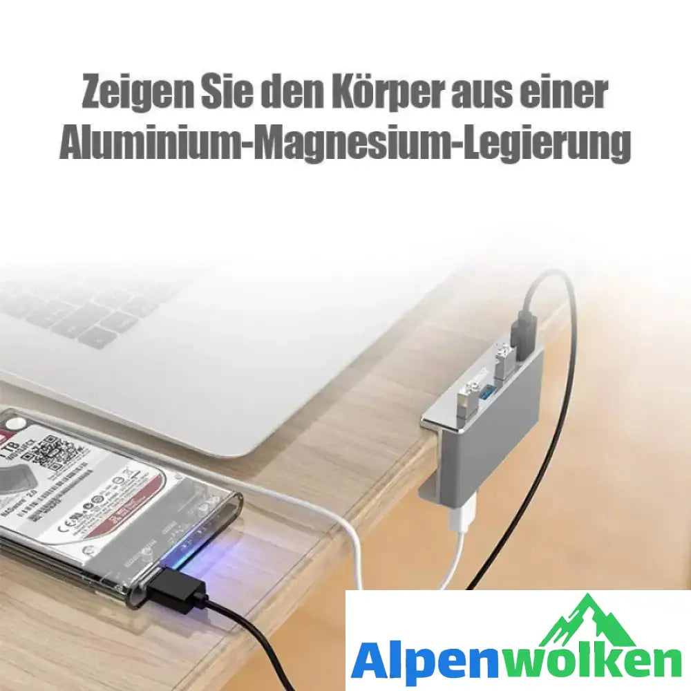 Alpenwolken - Anbaubarer USB 3.0-Adapter-Hub auf der Schreibtischseite