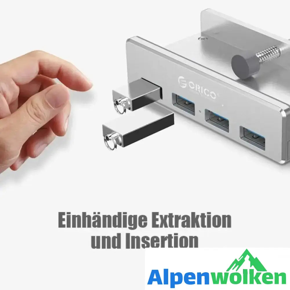 Alpenwolken - Anbaubarer USB 3.0-Adapter-Hub auf der Schreibtischseite