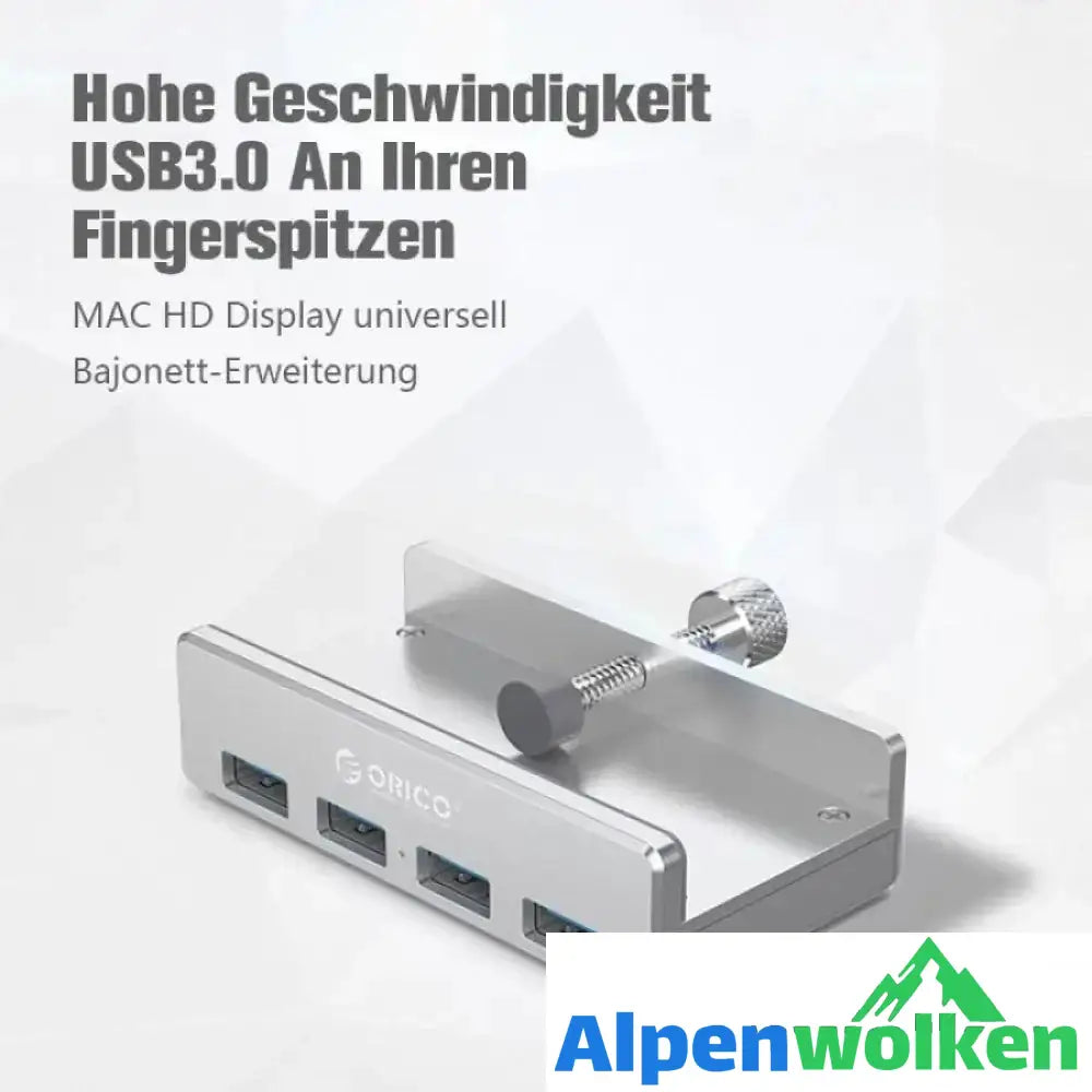 Alpenwolken - Anbaubarer USB 3.0-Adapter-Hub auf der Schreibtischseite