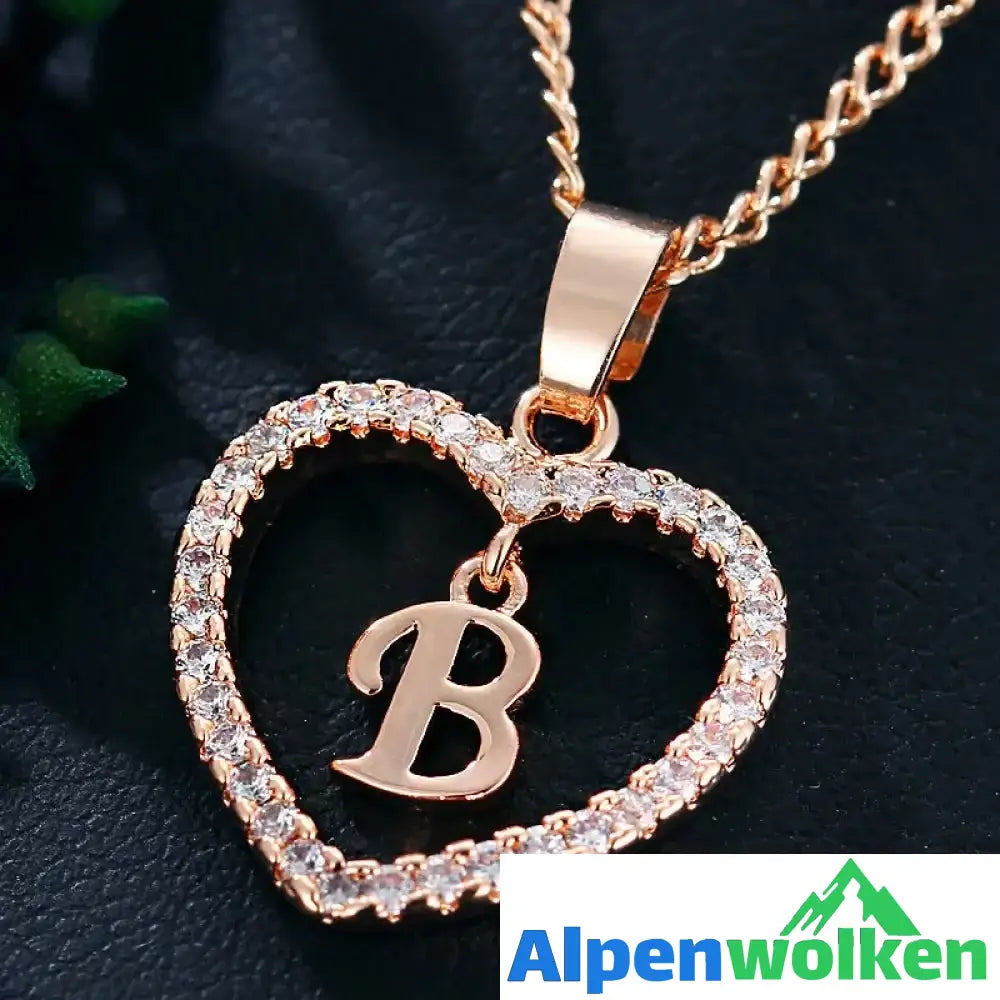 Alpenwolken - Anfangsbuchstaben A-Z Halskette Roségold B