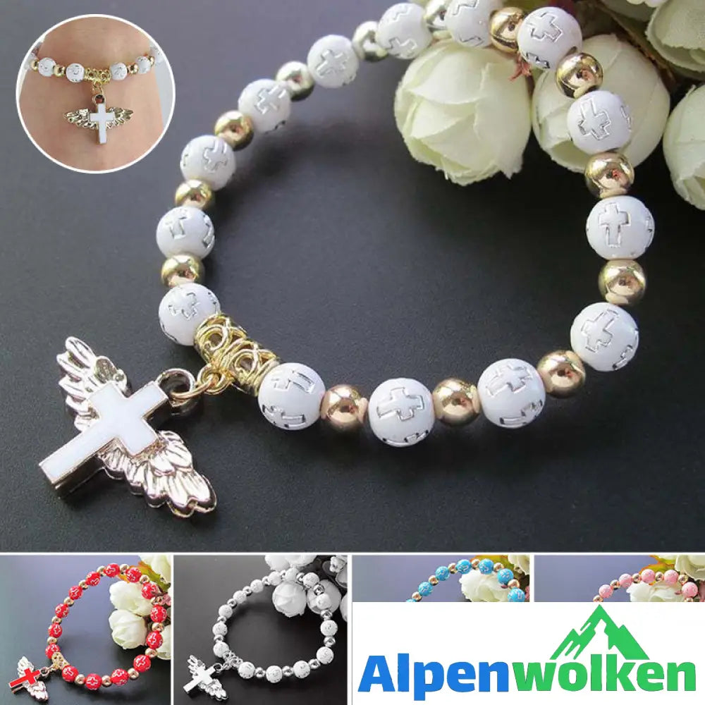 Alpenwolken - Angel Wing Cross Bracelet