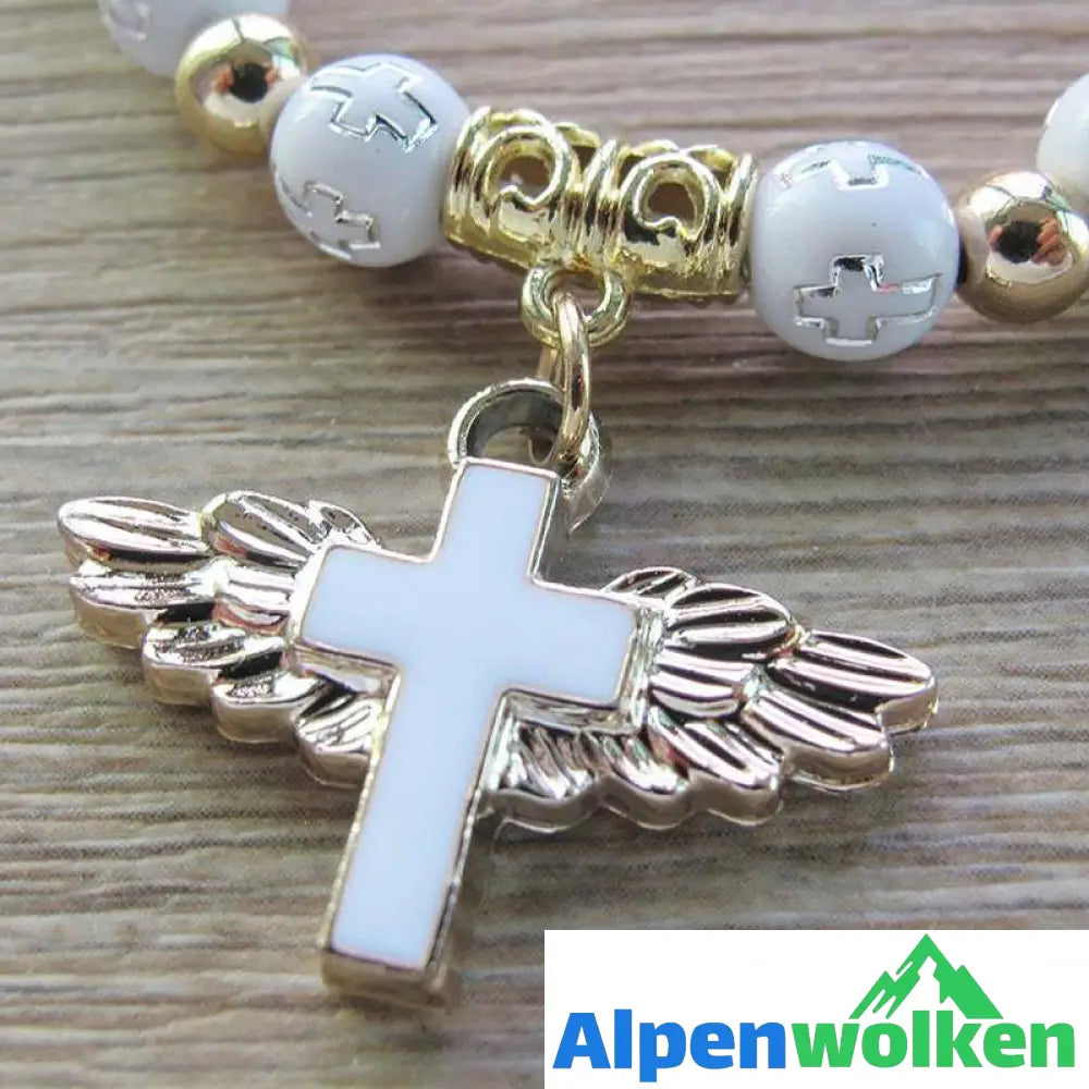 Alpenwolken - Angel Wing Cross Bracelet