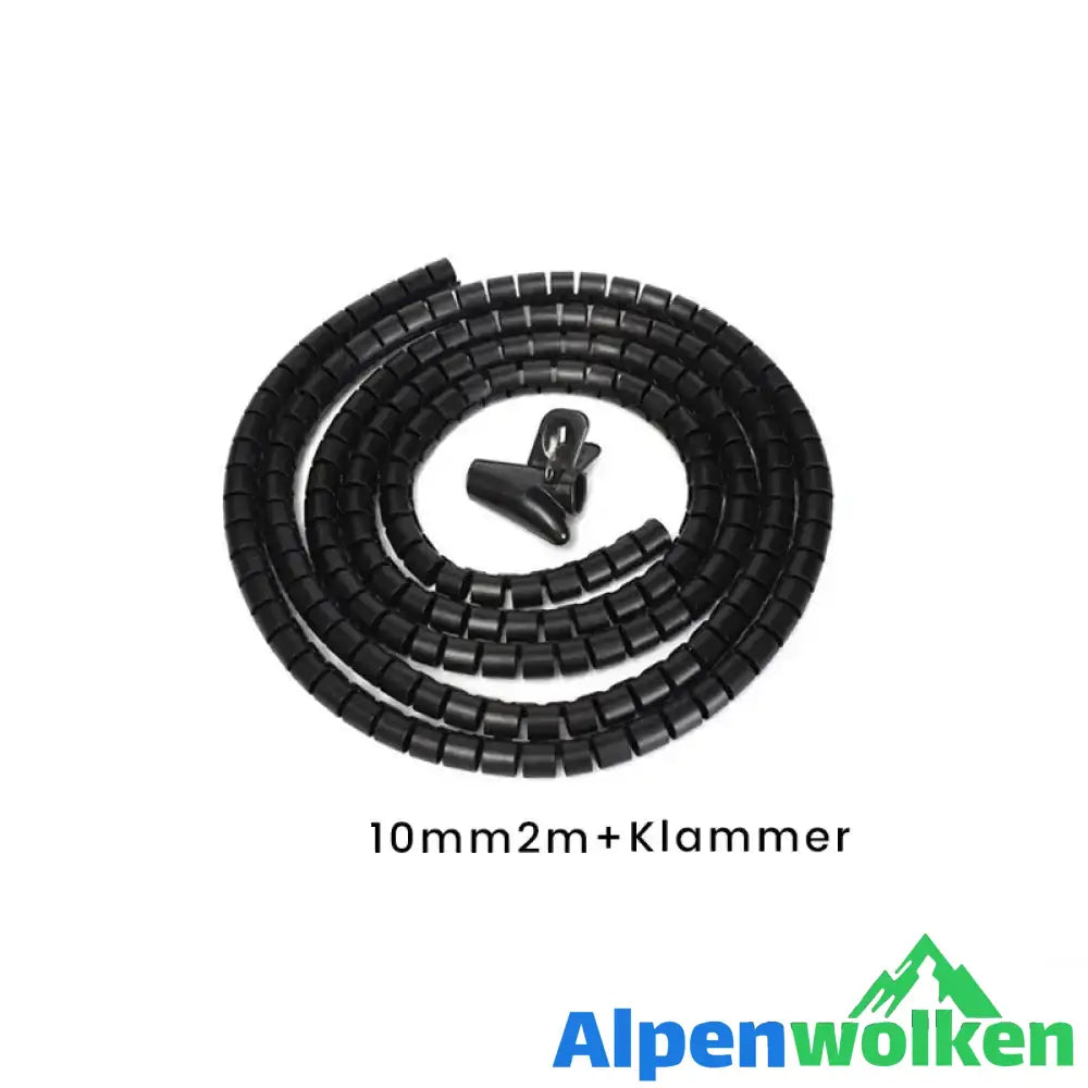 Alpenwolken - Anti-Biss-Kabelbinder für Kabel-Organizer Schwarz (2M + Klammer) 10 MM