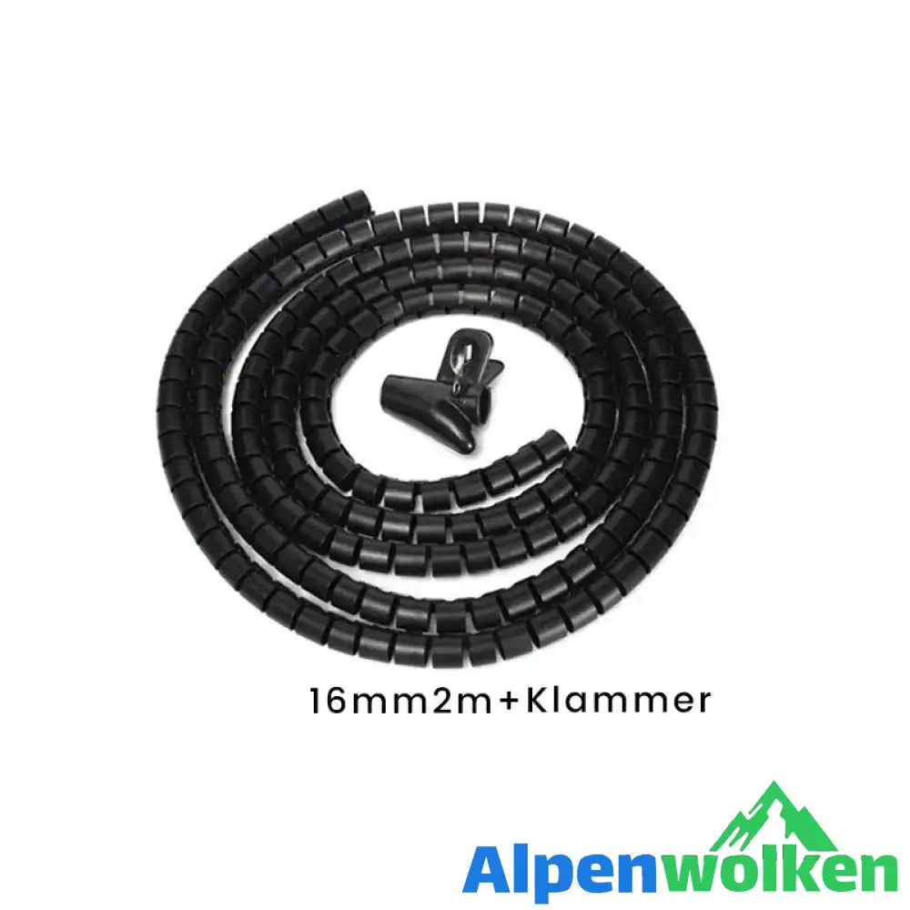 Alpenwolken - Anti-Biss-Kabelbinder für Kabel-Organizer Schwarz (2M + Klammer) 16 MM