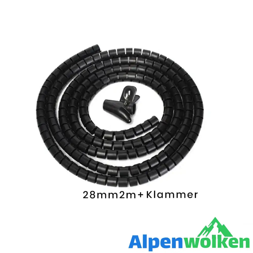 Alpenwolken - Anti-Biss-Kabelbinder für Kabel-Organizer Schwarz (2M + Klammer) 28 MM