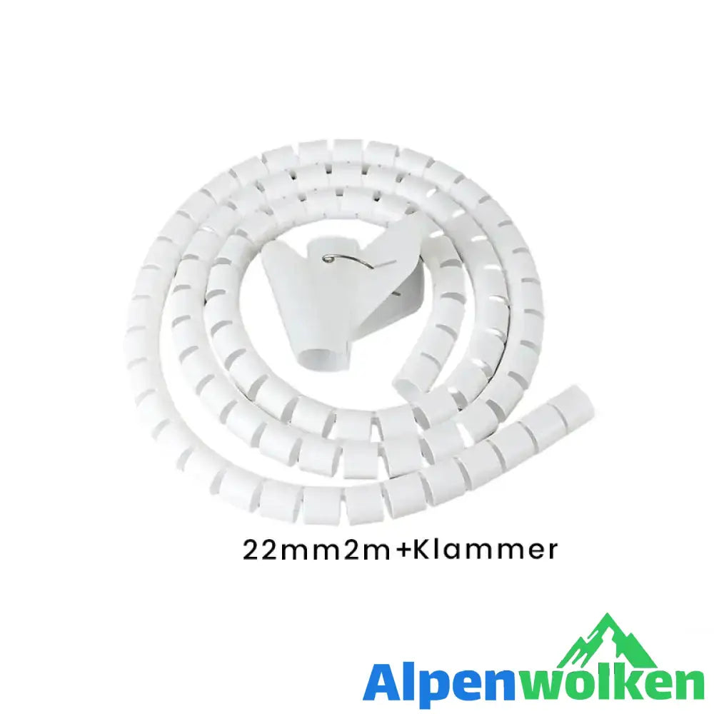 Alpenwolken - Anti-Biss-Kabelbinder für Kabel-Organizer Weiß (2M + Klammer) 22 MM