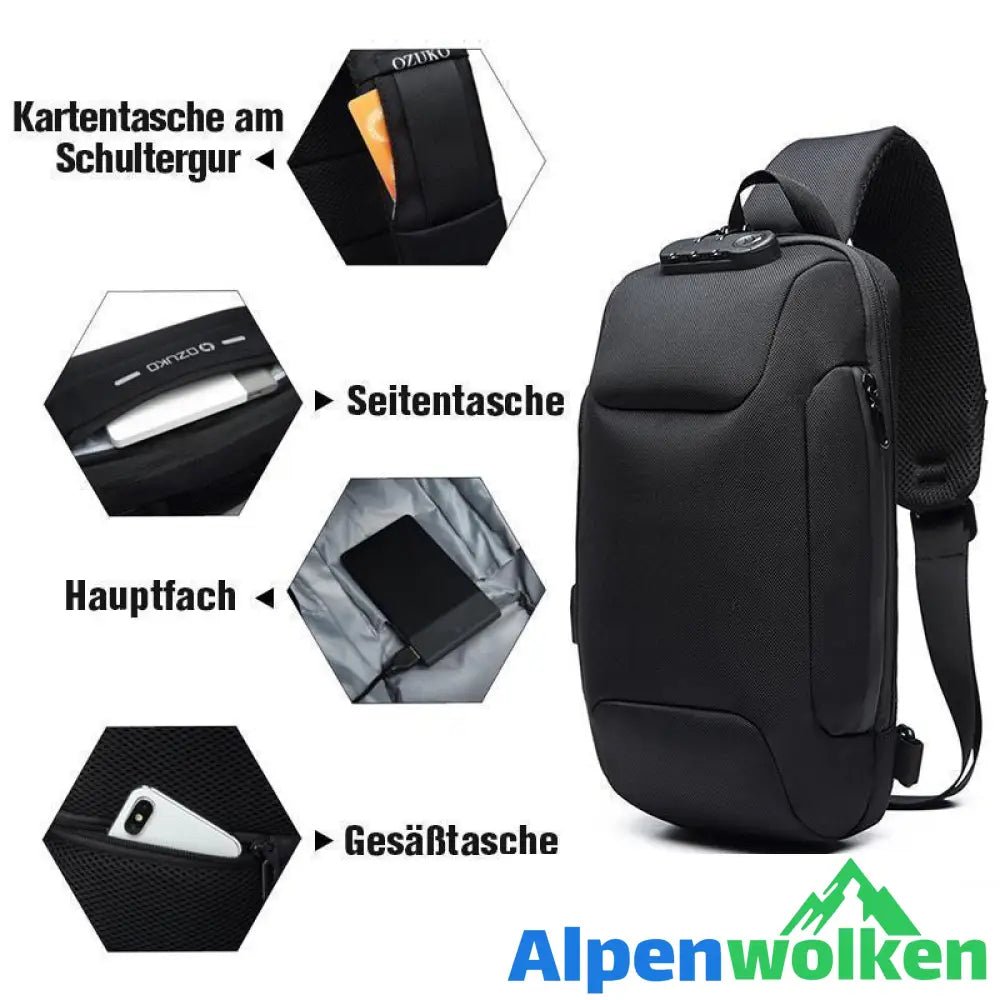 Alpenwolken - Anti-Diebstahl-Rucksack Mit 3-stelligem Schloss