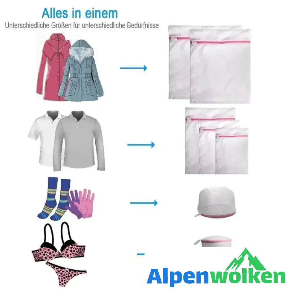 Alpenwolken - Anti-Wickel Wäschetasche， 7 Stücke