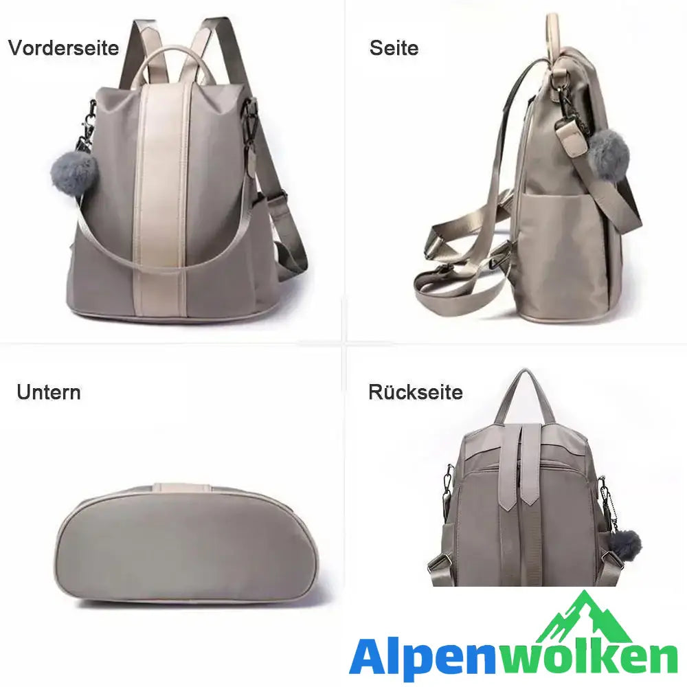 Alpenwolken - Antidiebstahle Doppelschultertasche Khaki