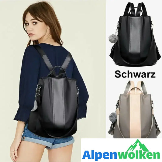 Alpenwolken - Antidiebstahle Doppelschultertasche schwarz