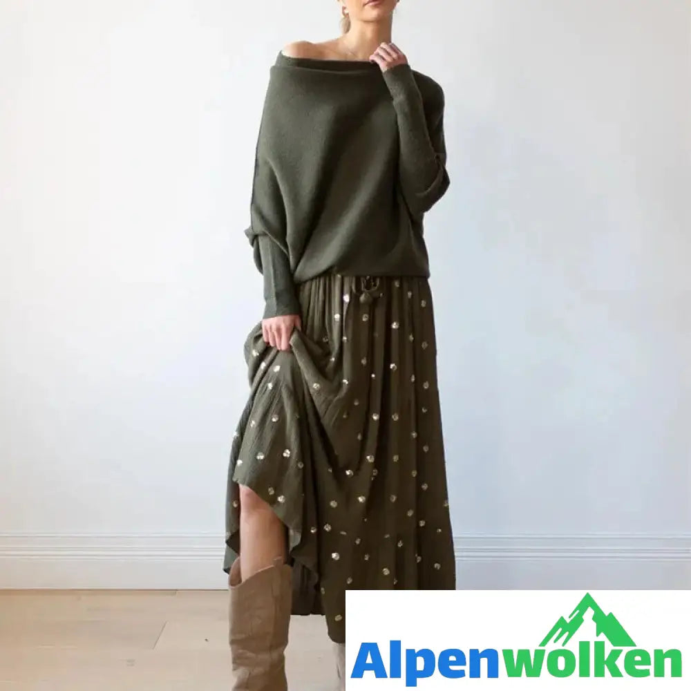 Alpenwolken - Asymmetrisch Drapierter Pullover