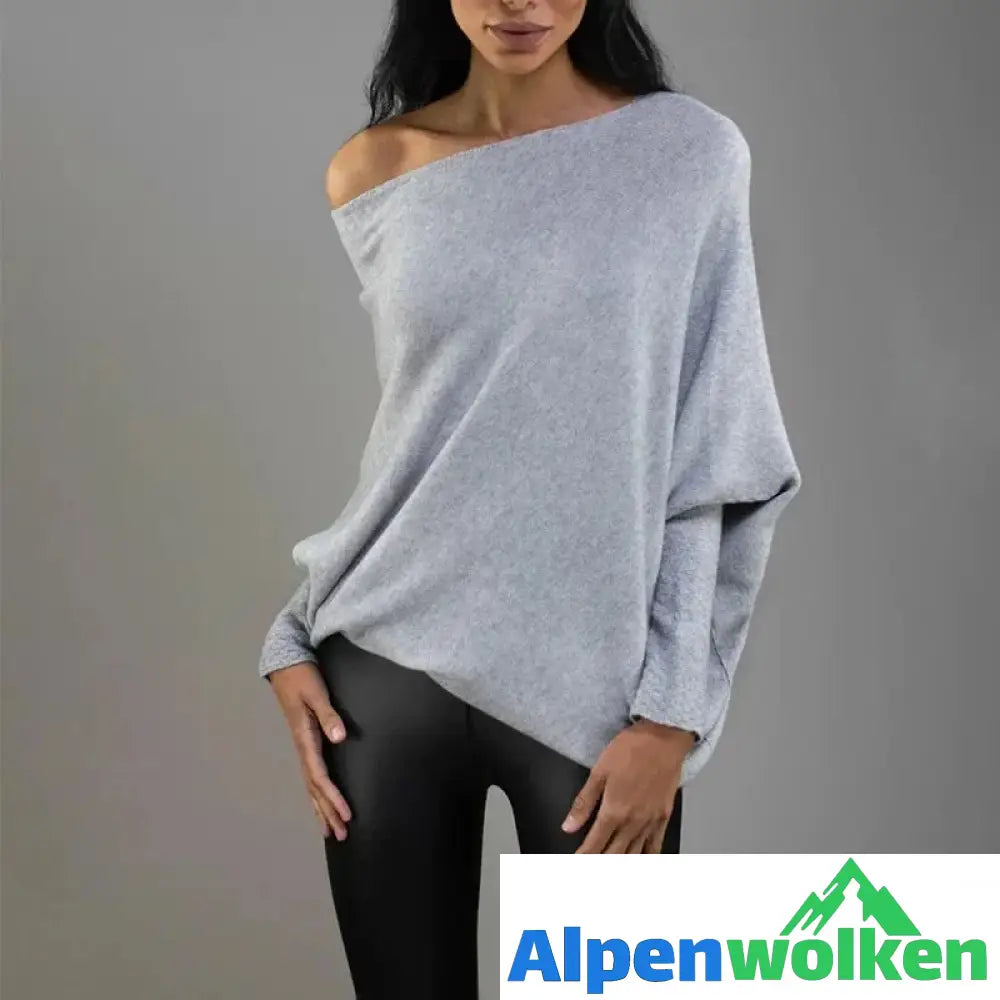 Alpenwolken - Asymmetrisch Drapierter Pullover