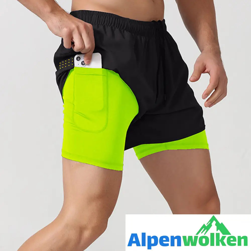 Alpenwolken - Atmungsaktive Doppelschicht-Sportshorts