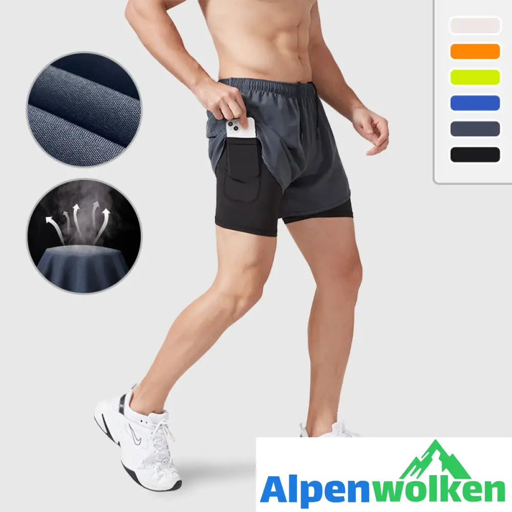 Alpenwolken - Atmungsaktive Doppelschicht-Sportshorts