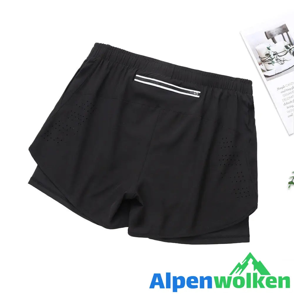 Alpenwolken - Atmungsaktive Doppelschicht-Sportshorts