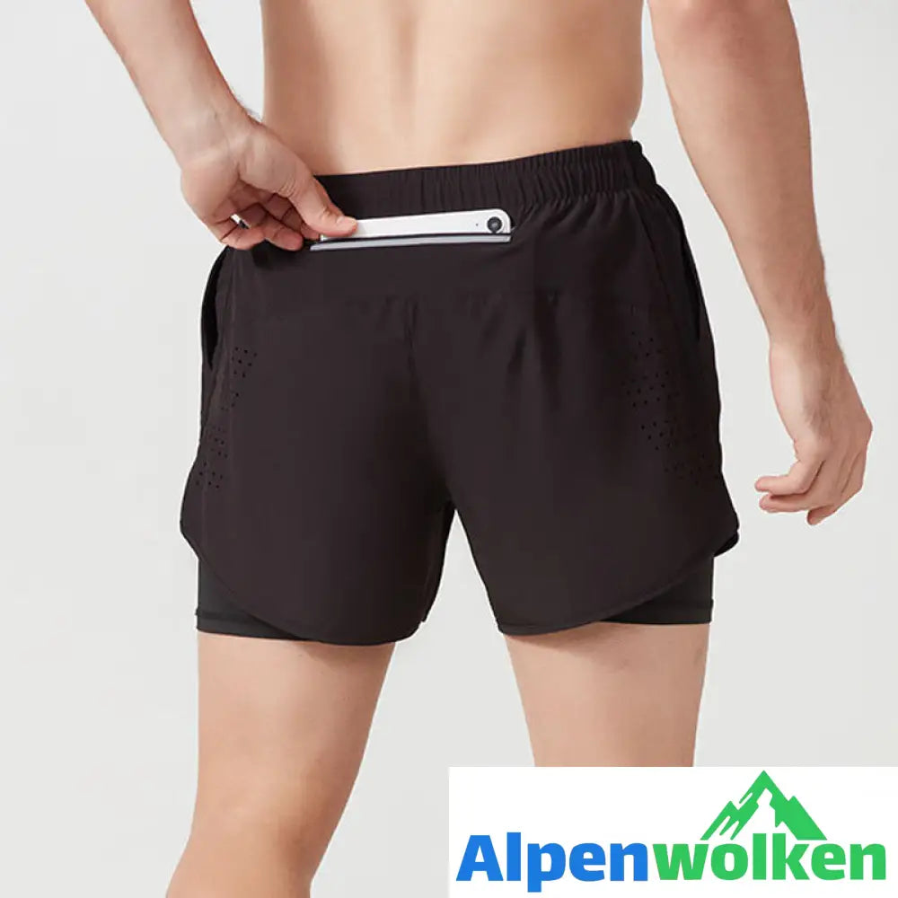 Alpenwolken - Atmungsaktive Doppelschicht-Sportshorts