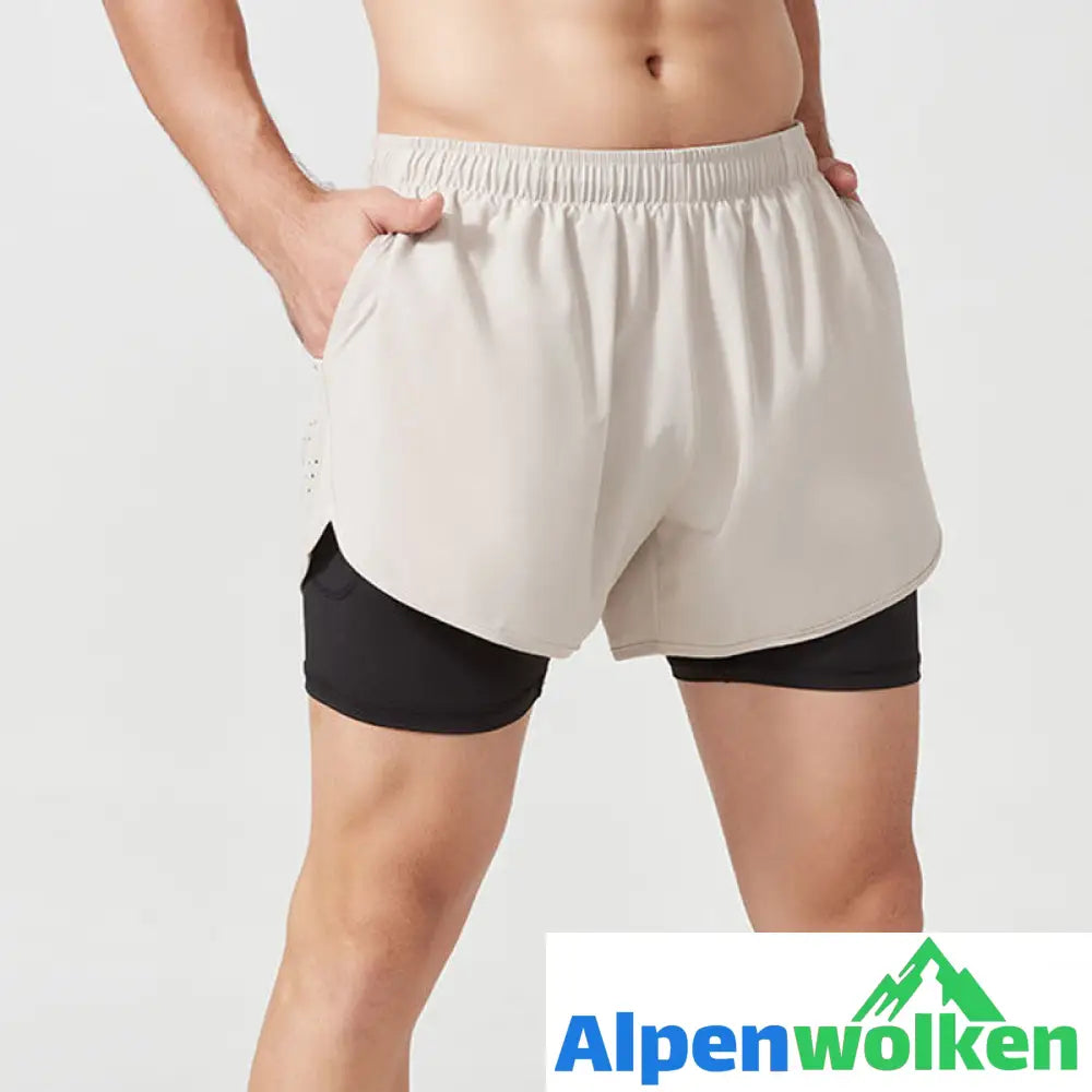 Alpenwolken - Atmungsaktive Doppelschicht-Sportshorts