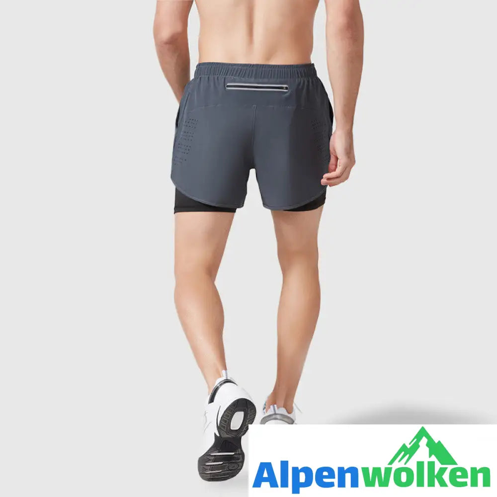 Alpenwolken - Atmungsaktive Doppelschicht-Sportshorts