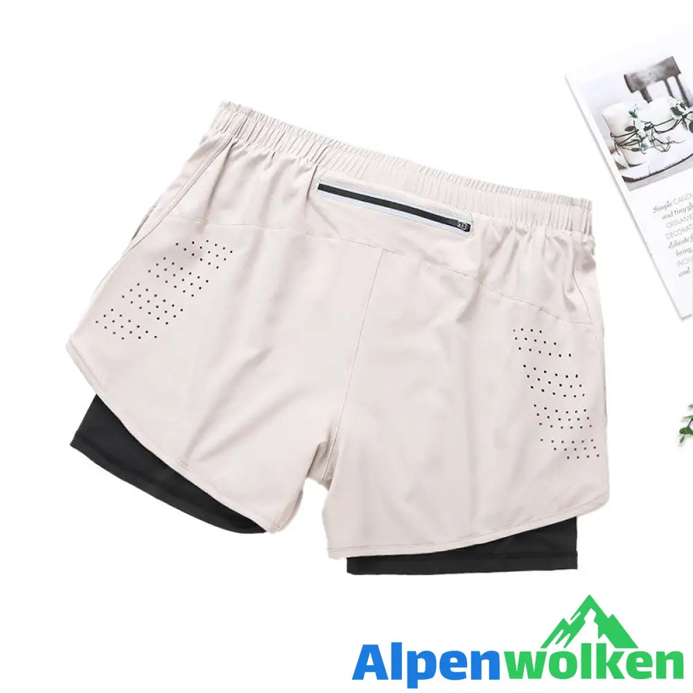 Alpenwolken - Atmungsaktive Doppelschicht-Sportshorts