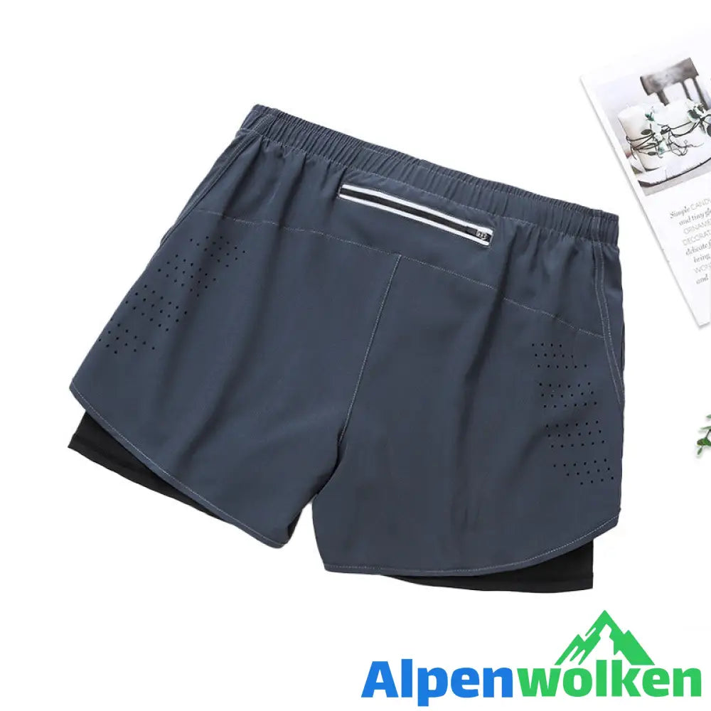 Alpenwolken - Atmungsaktive Doppelschicht-Sportshorts