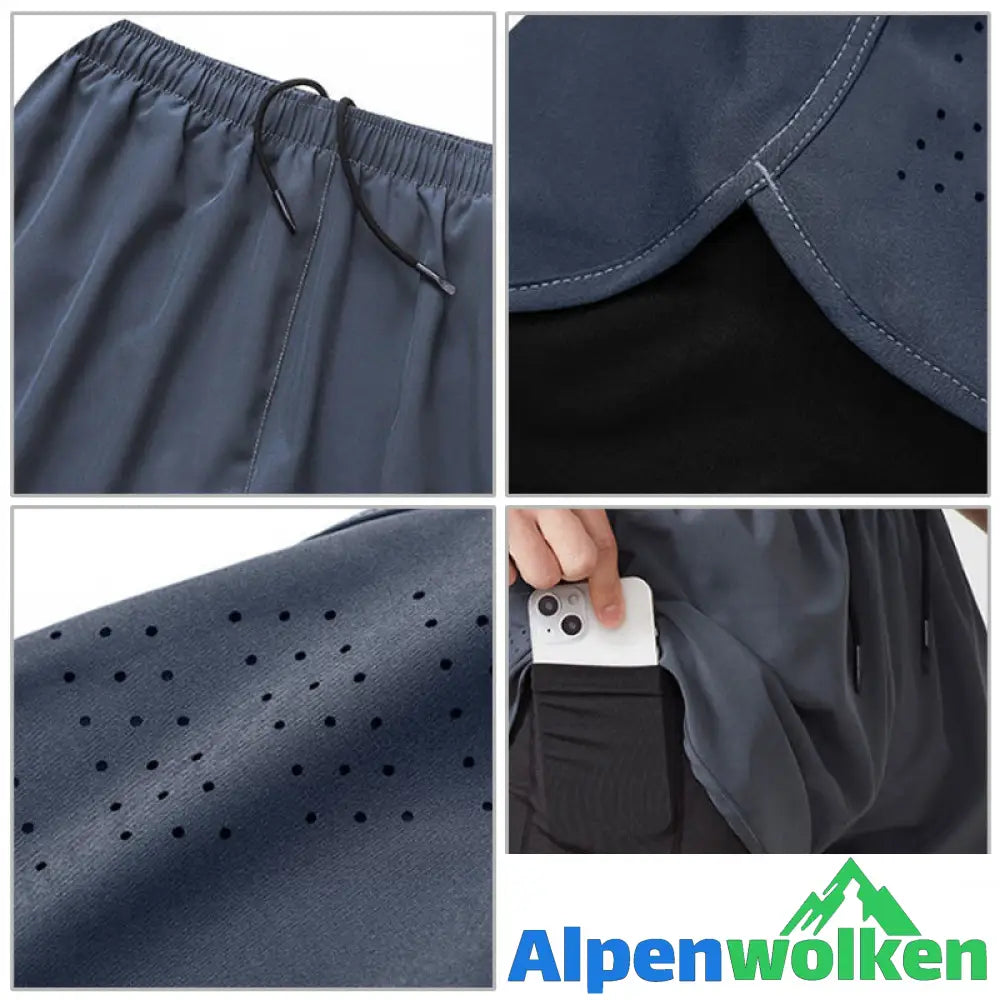 Alpenwolken - Atmungsaktive Doppelschicht-Sportshorts