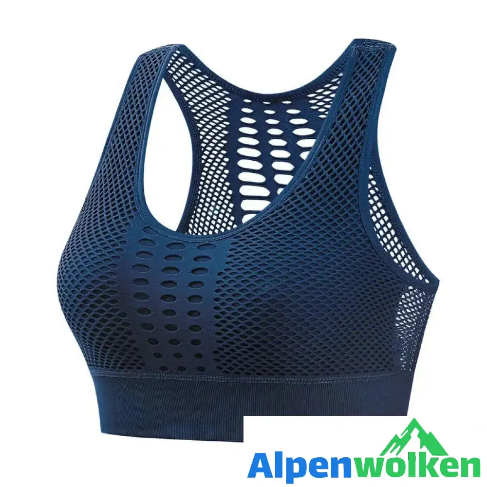 Alpenwolken - Atmungsaktive Mesh-Sport-BH Marineblau