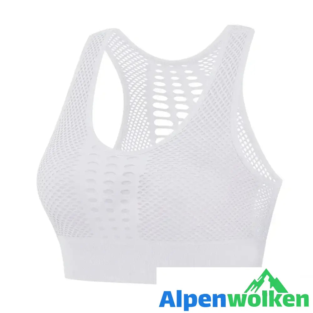 Alpenwolken - Atmungsaktive Mesh-Sport-BH Weiss