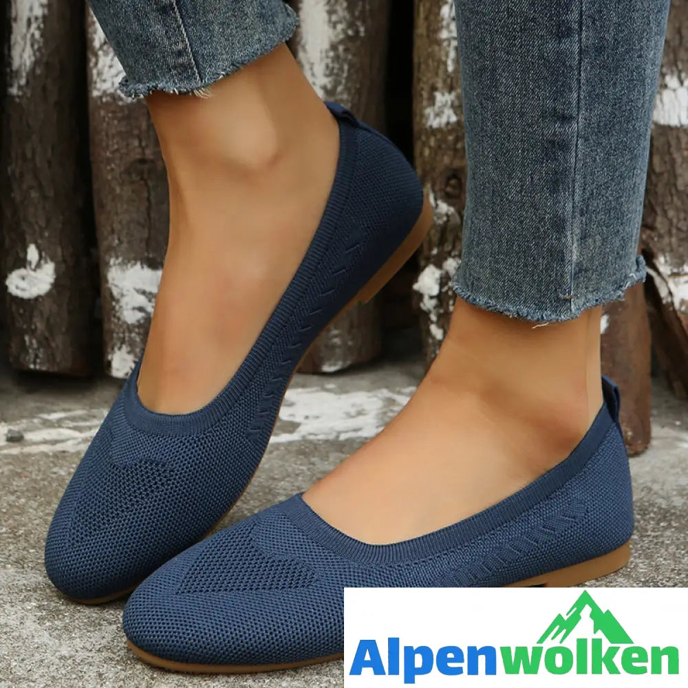 Alpenwolken - Atmungsaktive Orthopädische Schuhe mit niedrigem Absatz und Korrektionsfunktion Blau