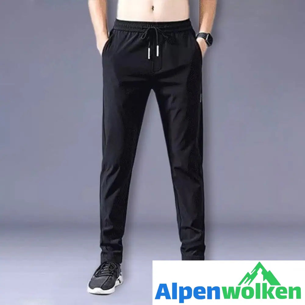 Alpenwolken - Atmungsaktive schnell trocknende Unisex-Stretchhose Schwarz