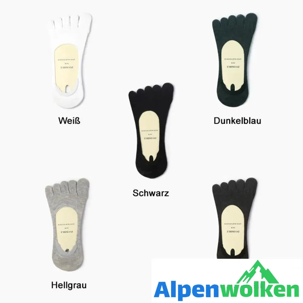 Alpenwolken - Atmungsaktive, unsichtbare Baumwollsocken mit fünf Fingern（5 Paar）