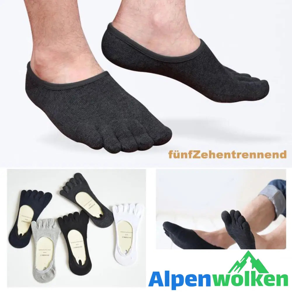 Alpenwolken - Atmungsaktive, unsichtbare Baumwollsocken mit fünf Fingern（5 Paar）