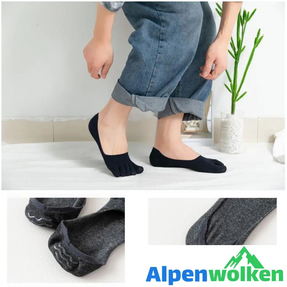 Alpenwolken - Atmungsaktive, unsichtbare Baumwollsocken mit fünf Fingern（5 Paar）