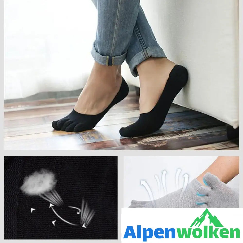 Alpenwolken - Atmungsaktive, unsichtbare Baumwollsocken mit fünf Fingern（5 Paar）