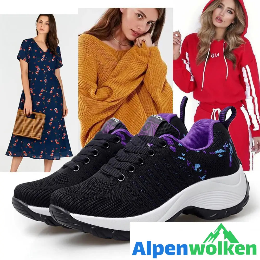 Alpenwolken - Atmungsaktiver fliegender gewebter Strick-Sneaker für Damen