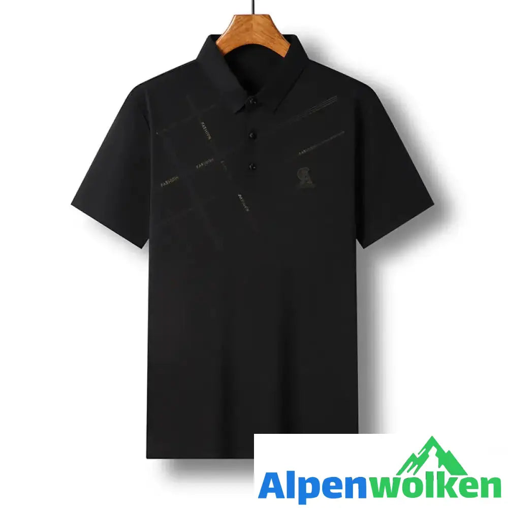 Alpenwolken - Atmungsaktives T-Shirt mit Streifendruck schwarz