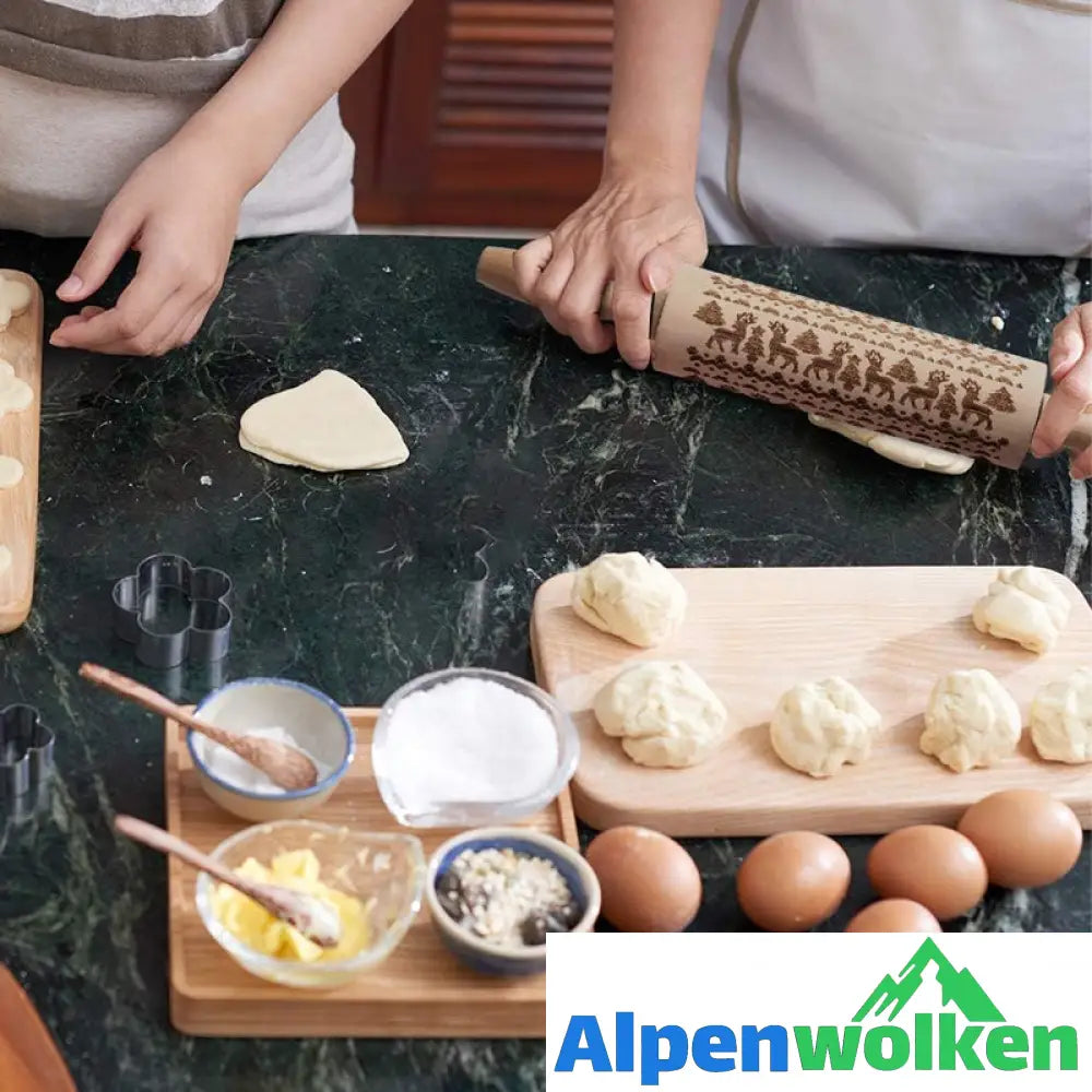 Alpenwolken - Aus Buche geschnitztes Nudelholz