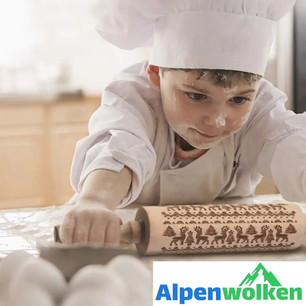 Alpenwolken - Aus Buche geschnitztes Nudelholz