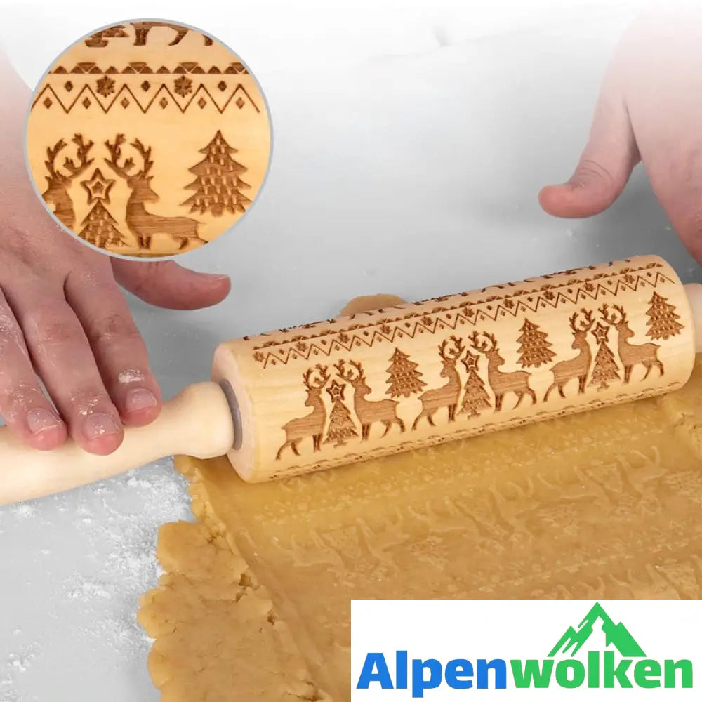 Alpenwolken - Aus Buche geschnitztes Nudelholz