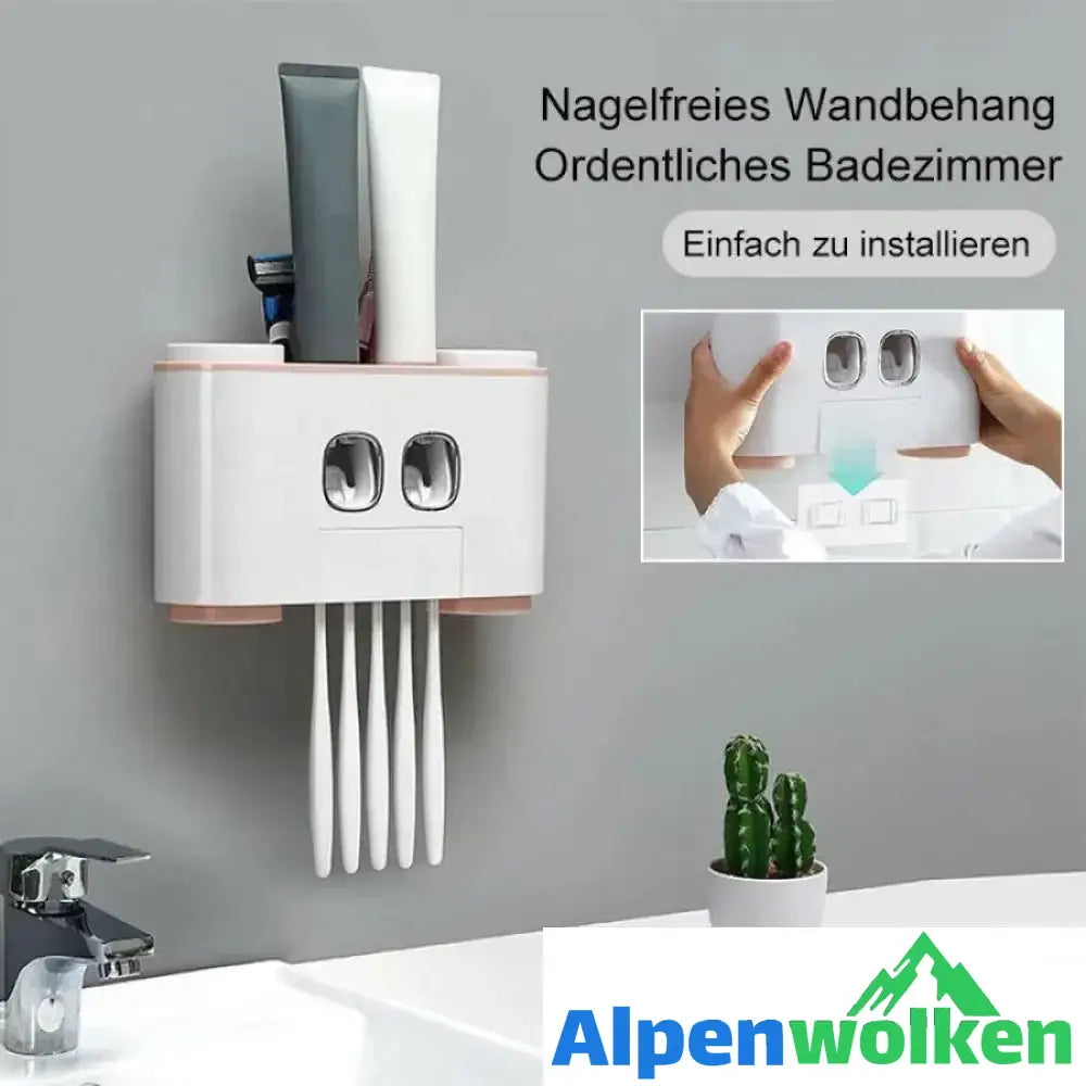 Alpenwolken - Automatischer Zahnbürstenhalter und Zahnpastaspender Set