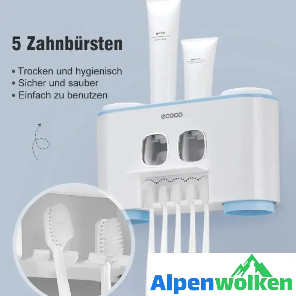 Alpenwolken - Automatischer Zahnbürstenhalter und Zahnpastaspender Set