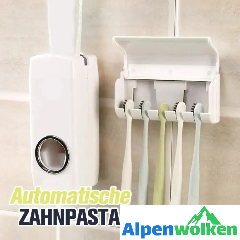 Alpenwolken - Automatischer Zahnpaster-Spender und Zahnbürstenhalter Set