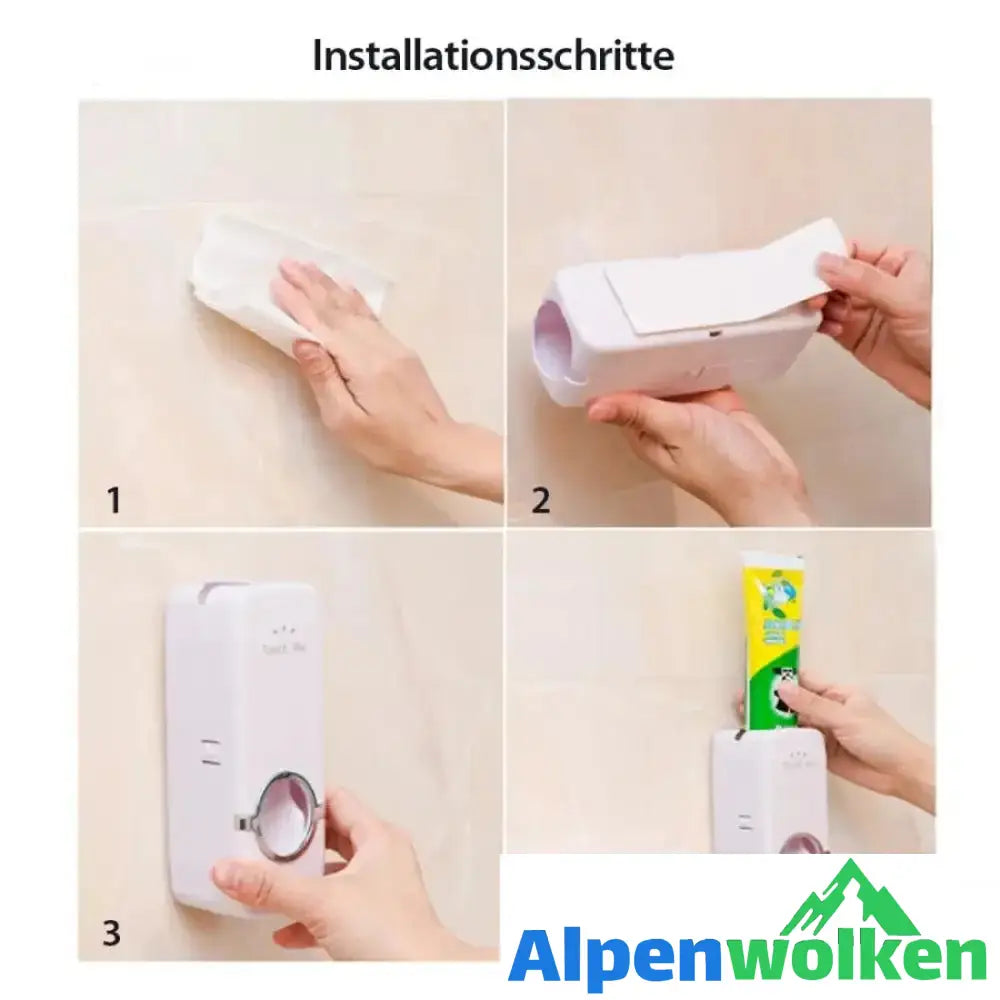 Alpenwolken - Automatischer Zahnpaster-Spender und Zahnbürstenhalter Set