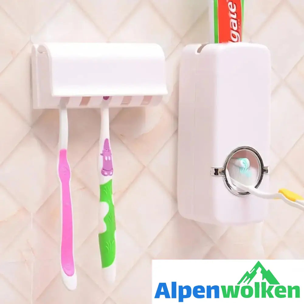 Alpenwolken - Automatischer Zahnpaster-Spender und Zahnbürstenhalter Set