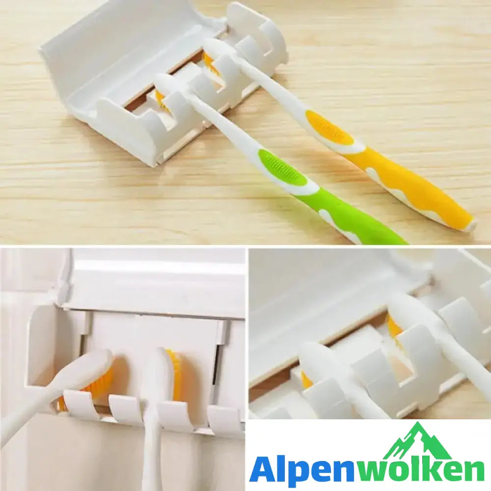 Alpenwolken - Automatischer Zahnpaster-Spender und Zahnbürstenhalter Set