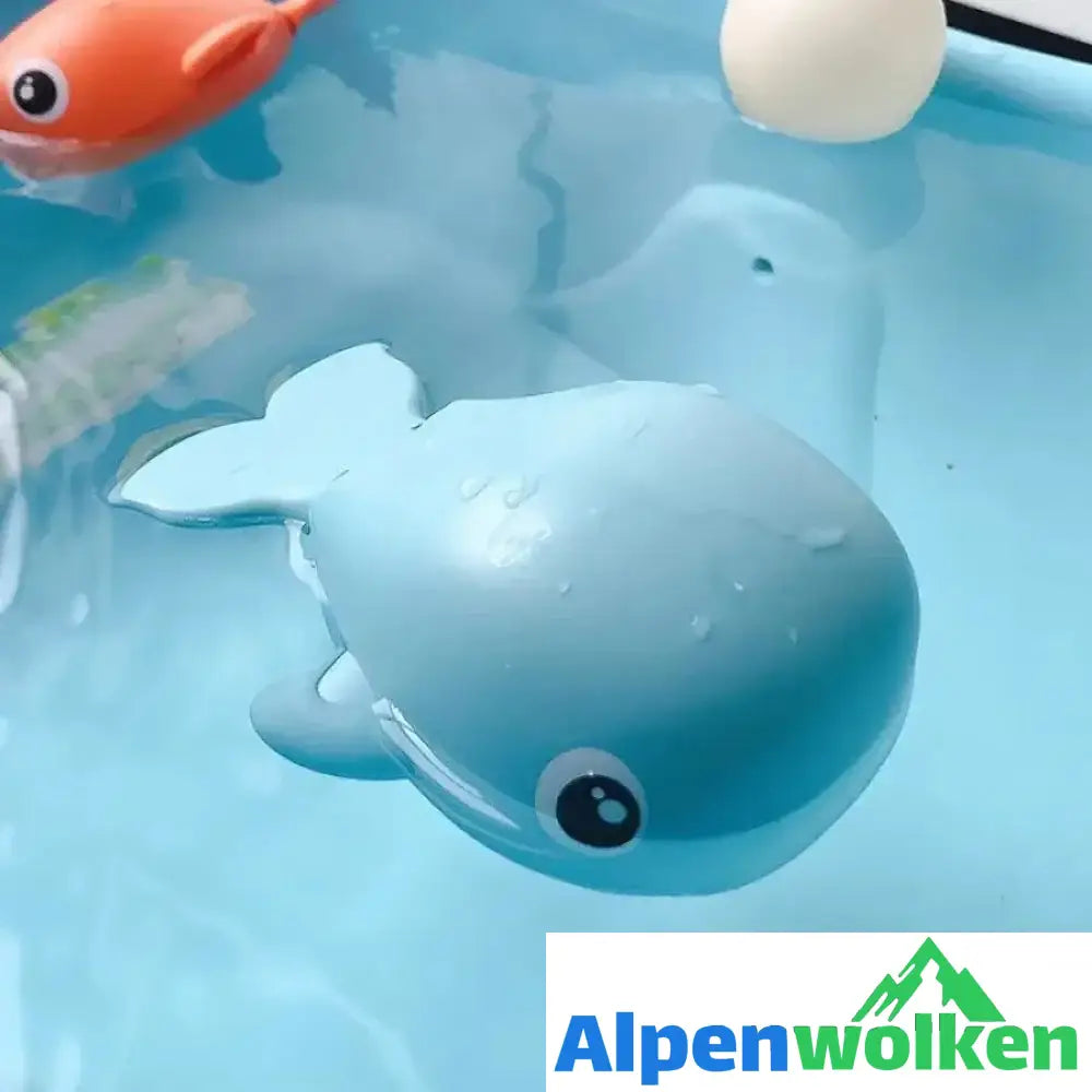 Alpenwolken - Baby Bad Schildkröte Spielzeug Hellblau Wal