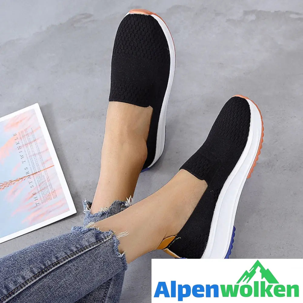 Alpenwolken - Ballenzeh-Korrektur Damen Mesh Turnschuhe Schwarz